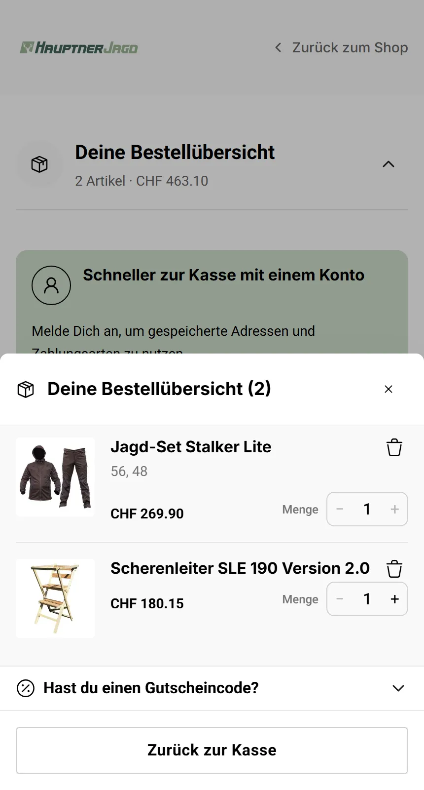 Mobile Checkout items
